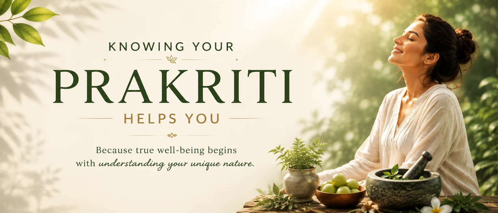Woman at sunrise preparing to discover her Ayurvedic prakriti, or body type