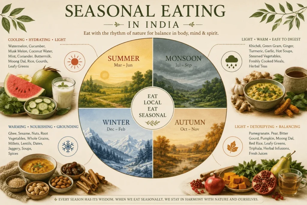 A seasonal Indian thali showing how the plate changes with the weather